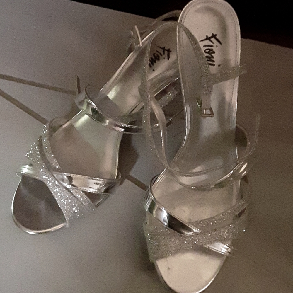 Silver heels size 8